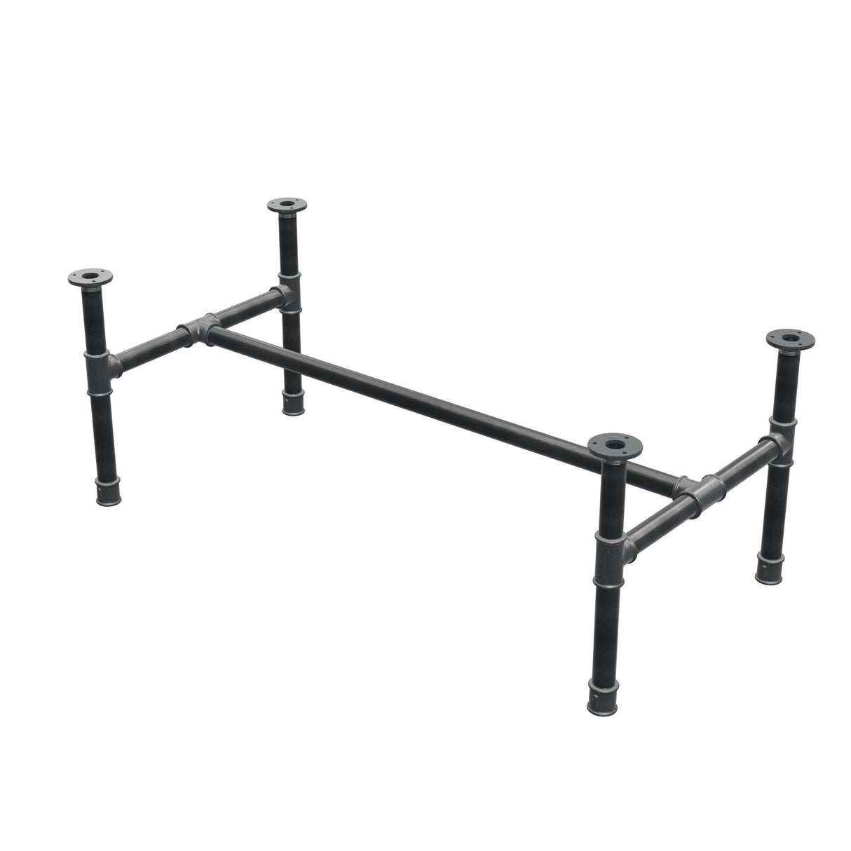 Piètement de table basse, structure en H, fonte et acier Ø 34 mm, 112 × 56 cm, hauteur 42 cm