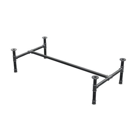 Piètement de table basse, structure en H, fonte et acier Ø 34 mm, 132 × 66 cm, hauteur 32 cm
