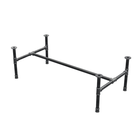 Piètement de table basse, structure en H, fonte et acier Ø 34 mm, 132 × 66 cm, hauteur 42 cm