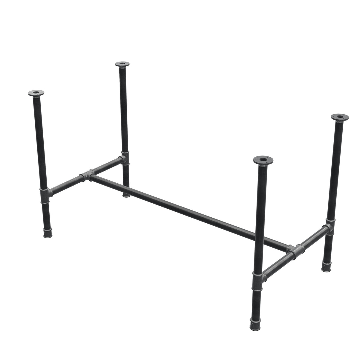 Piètement de table à manger, structure en H, fonte et acier Ø 34 mm, 132 × 66 cm, hauteur 75 cm