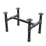 Piètement de table basse, structure en H, fonte et acier Ø 34 mm, 52 × 36 cm, hauteur 32 cm