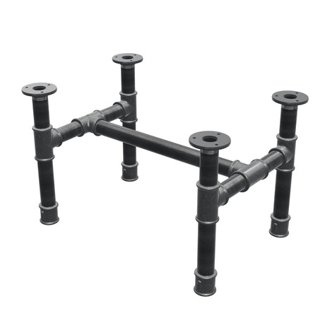 Piètement de table basse, structure en H, fonte et acier Ø 34 mm, 52 × 36 cm, hauteur 32 cm