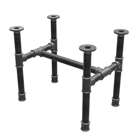 Piètement de table basse, structure en H, fonte et acier Ø 34 mm, 52 × 36 cm, hauteur 42 cm