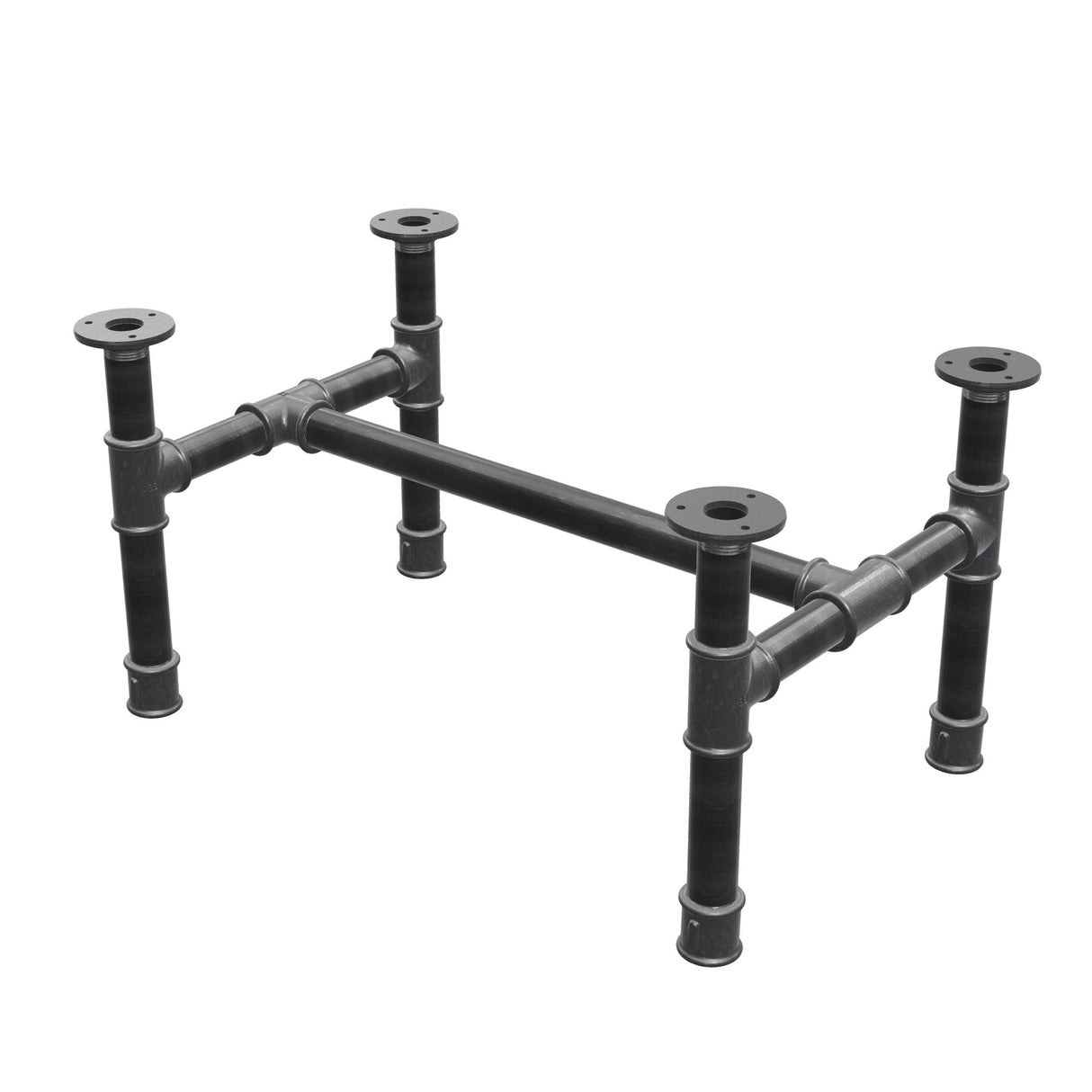 Piètement de table basse, structure en H, fonte et acier Ø 34 mm, 62 × 40 cm, hauteur 32 cm