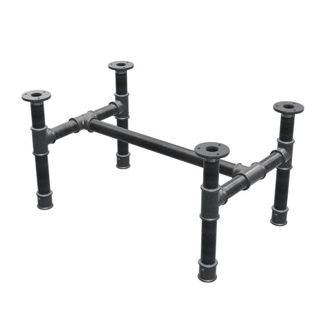 Piètement de table basse, structure en H, fonte et acier Ø 34 mm, 62 × 40 cm, hauteur 32 cm