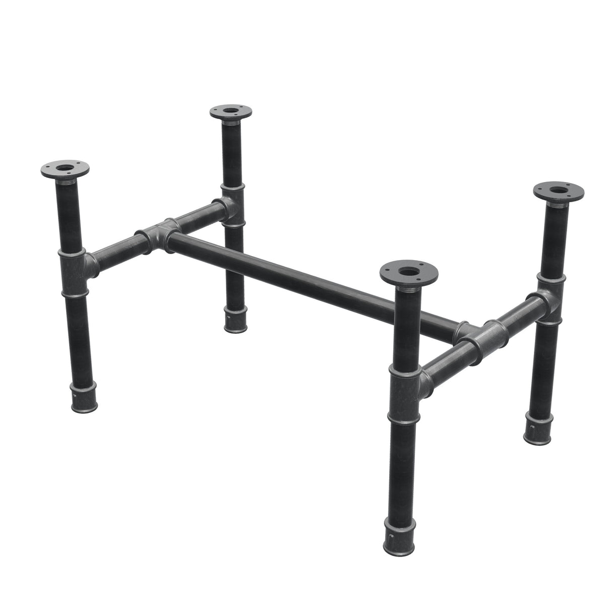 Piètement de table basse, structure en H, fonte et acier Ø 34 mm, 72 × 46 cm, hauteur 42 cm