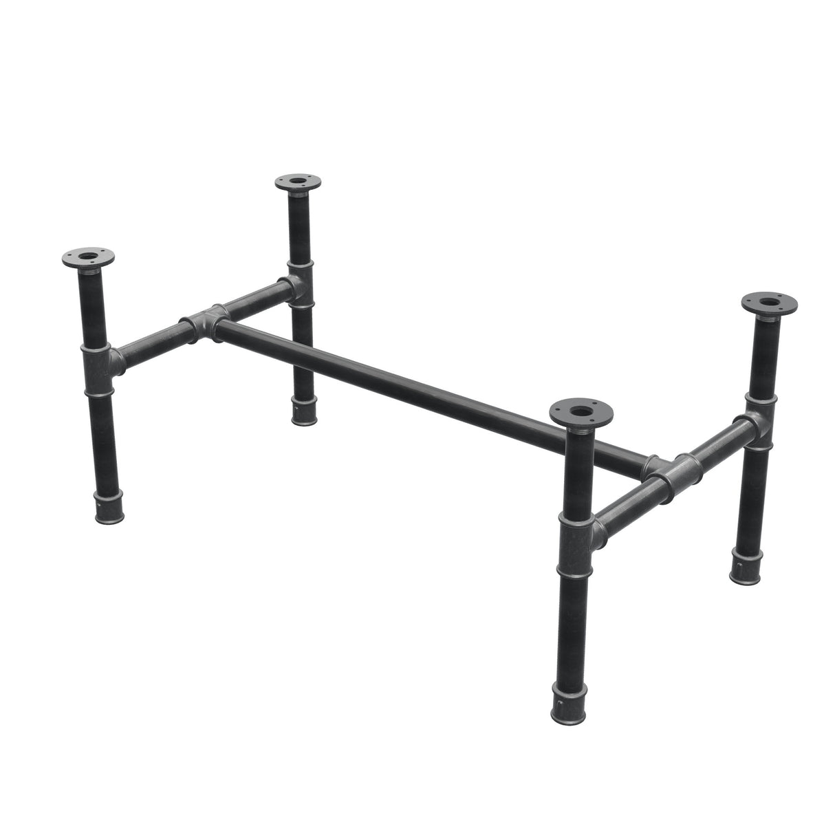 Piètement de table basse, structure en H, fonte et acier Ø 34 mm, 92 × 52 cm, hauteur 42 cm