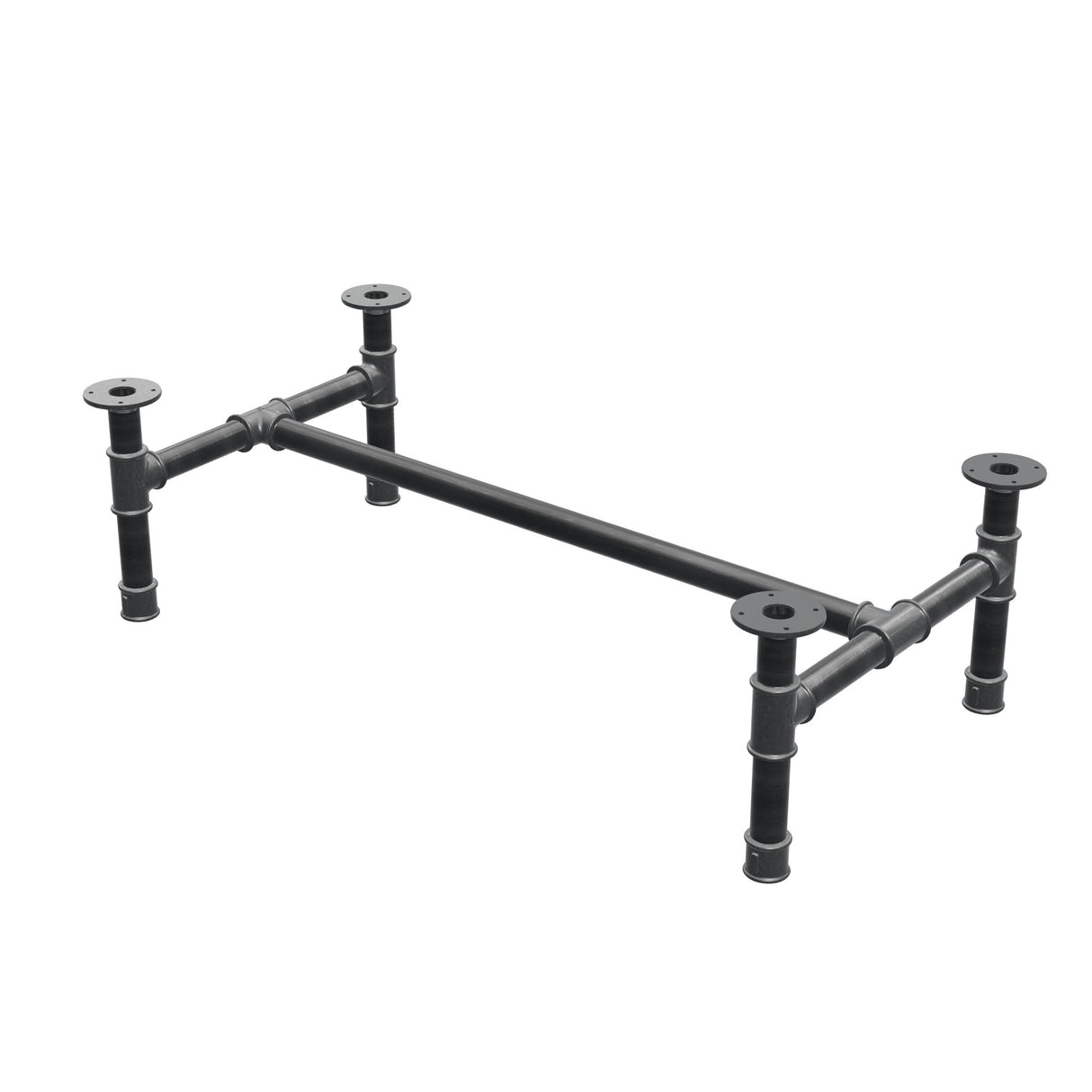 Piètement de table basse, structure en H, fonte et acier Ø 42 mm, 116 × 61 cm, hauteur 34 cm