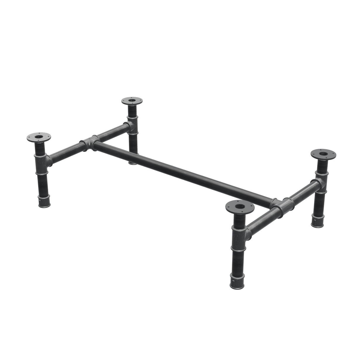 Piètement de table basse, structure en H, fonte et acier Ø 42 mm, 116 × 71 cm, hauteur 34 cm