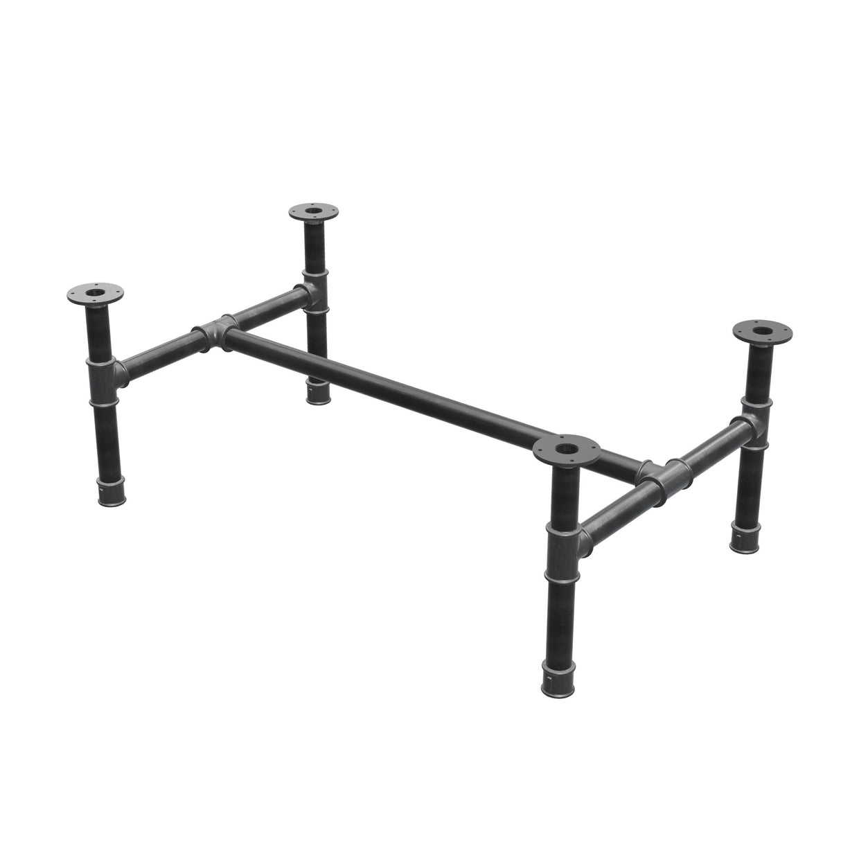 Piètement de table basse, structure en H, fonte et acier Ø 42 mm, 116 × 71 cm, hauteur 44 cm