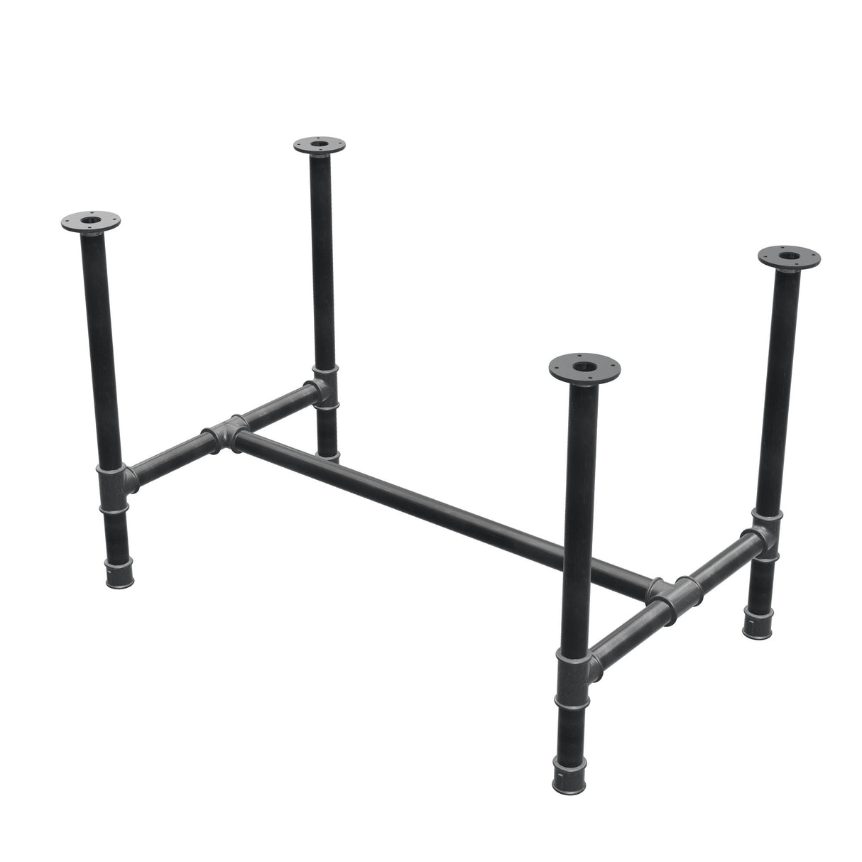 Piètement de table à manger, structure en H, fonte et acier Ø 42 mm, 116 × 71 cm, hauteur 74 cm
