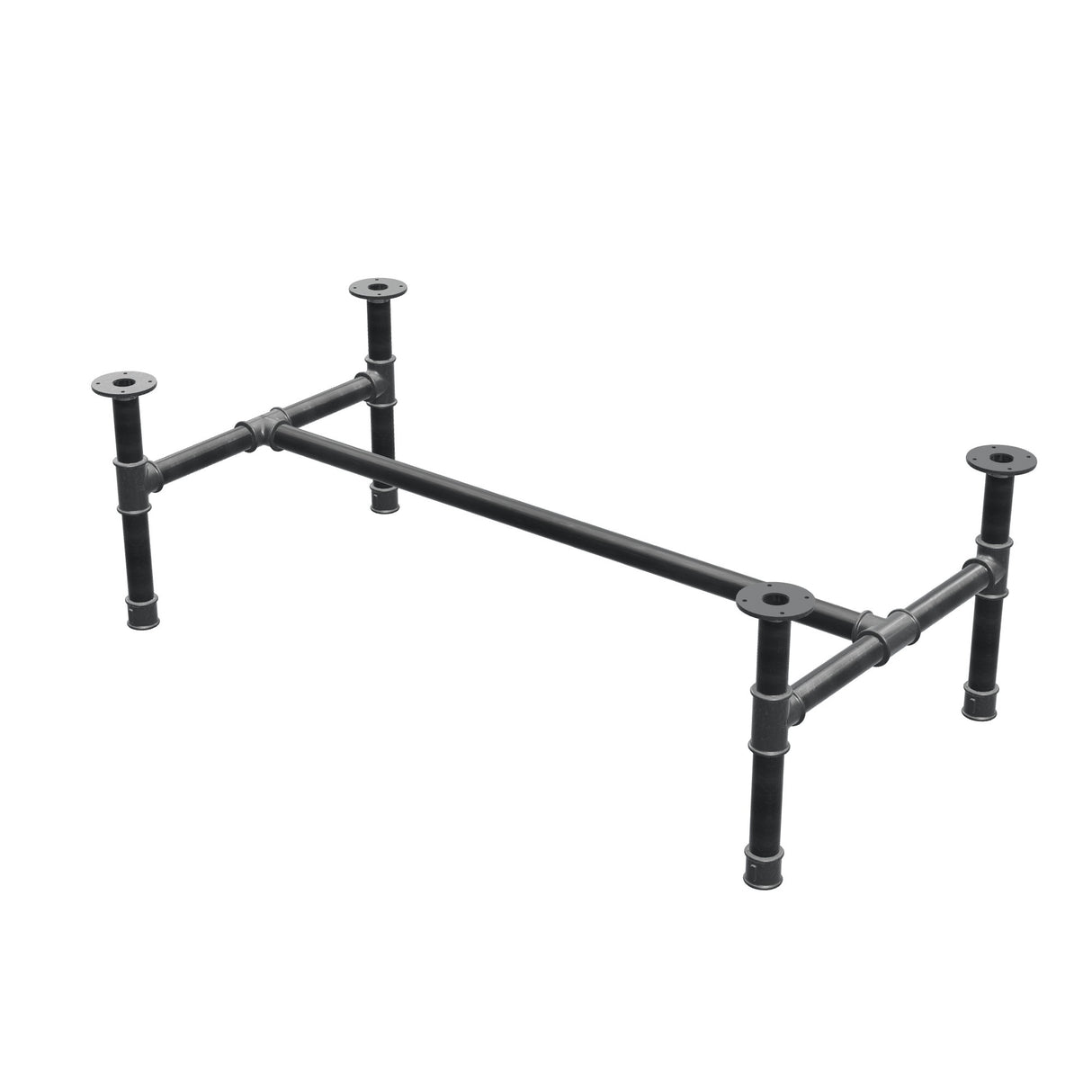 Piètement de table basse, structure en H, fonte et acier Ø 42 mm, 136 × 71 cm, hauteur 44 cm