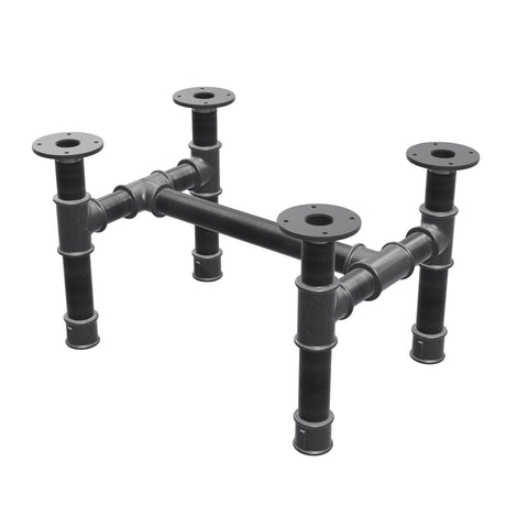 Piètement de table basse, structure en H, fonte et acier Ø 42 mm, 56 × 41 cm, hauteur 34 cm