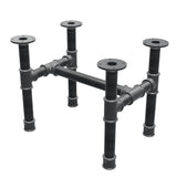 Piètement de table basse, structure en H, fonte et acier Ø 42 mm, 56 × 41 cm, hauteur 44 cm