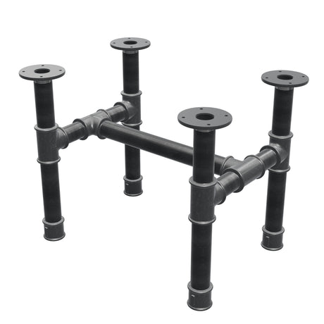 Piètement de table basse, structure en H, fonte et acier Ø 42 mm, 56 × 41 cm, hauteur 44 cm