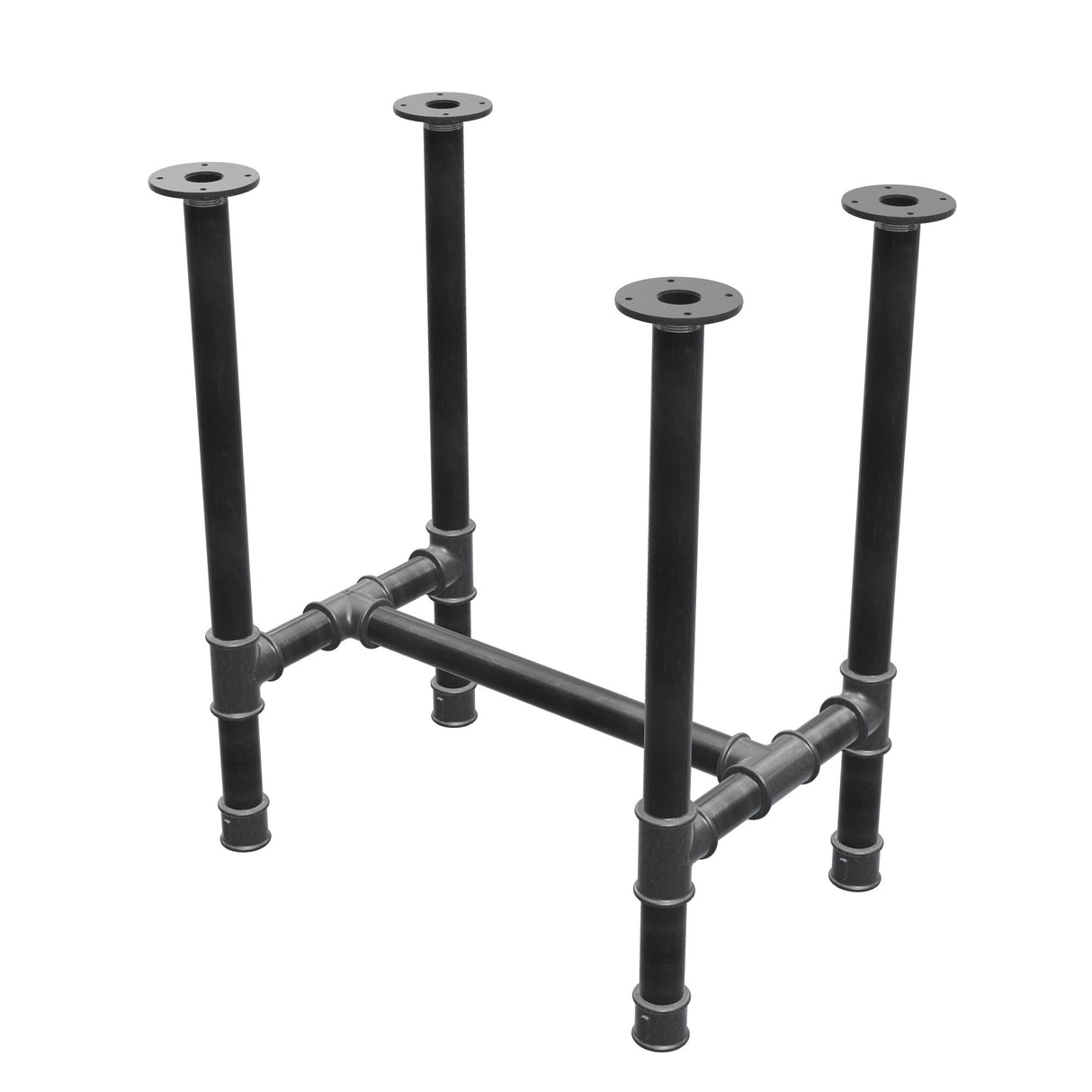 Piètement de table à manger, structure en H, fonte et acier Ø 42 mm, 66 × 45 cm, hauteur 74 cm