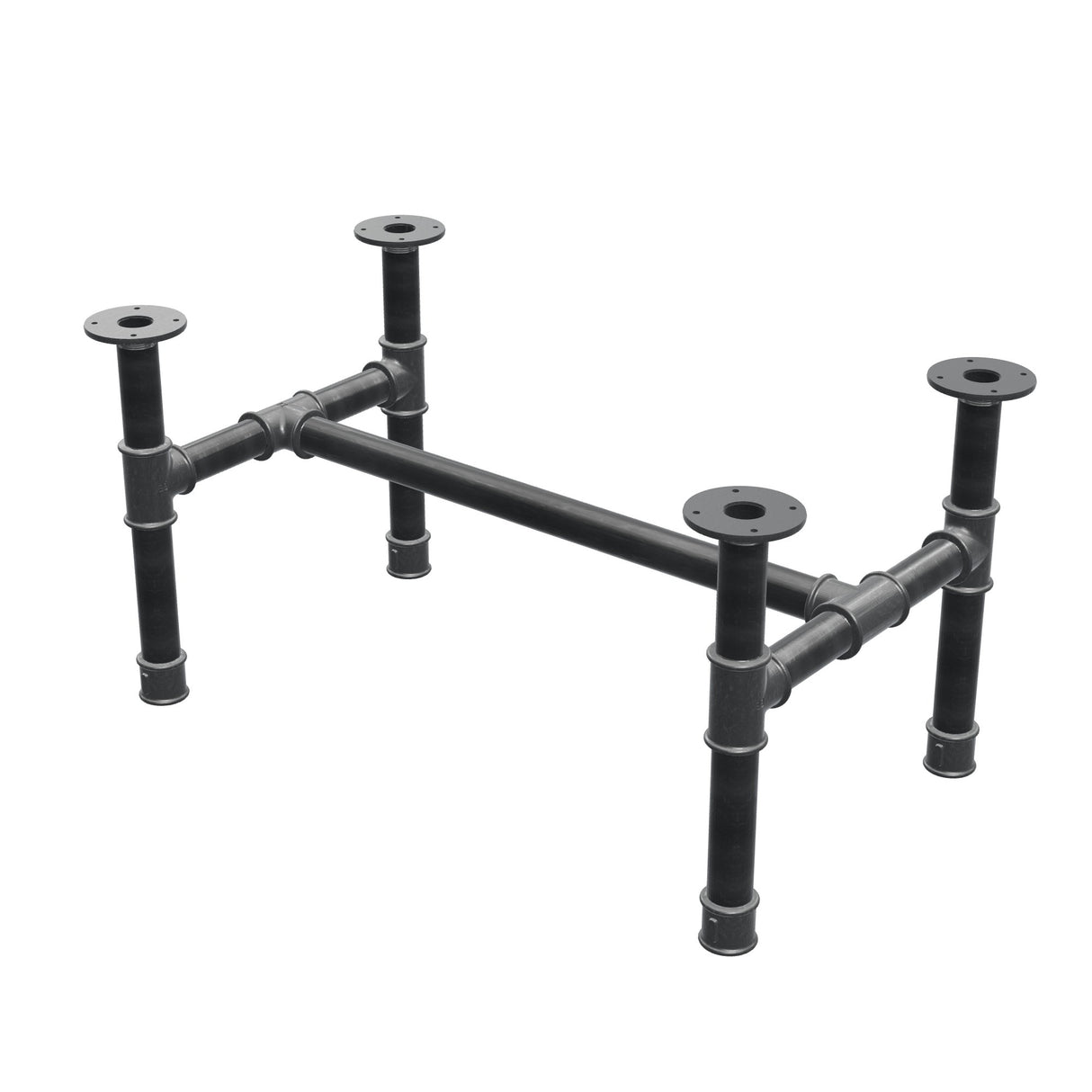 Piètement de table basse, structure en H, fonte et acier Ø 42 mm, 86 × 51 cm, hauteur 44 cm