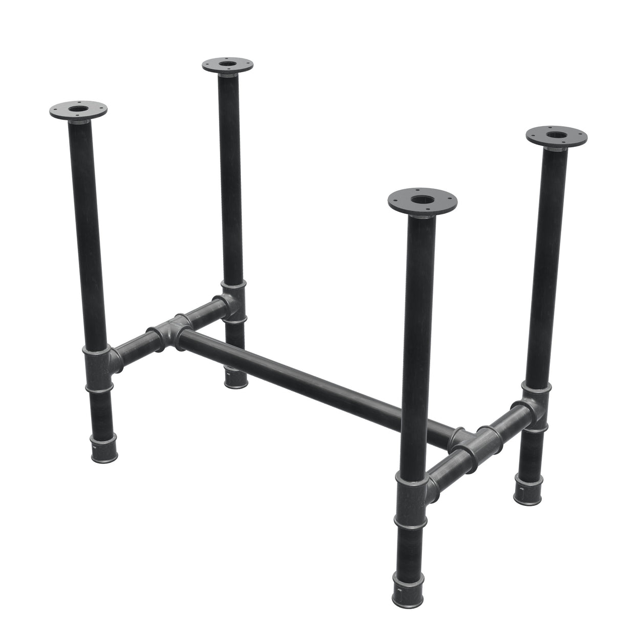 Piètement de table à manger, structure en H, fonte et acier Ø 42 mm, 86 × 51 cm, hauteur 74 cm