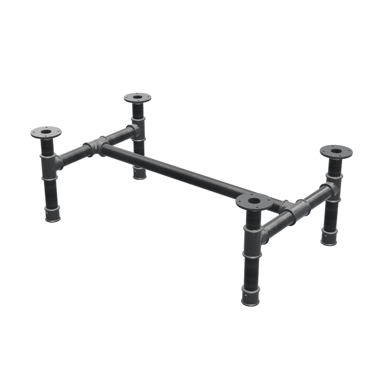 Piètement de table basse, structure en H, fonte et acier Ø 42 mm, 96 × 57 cm, hauteur 34 cm