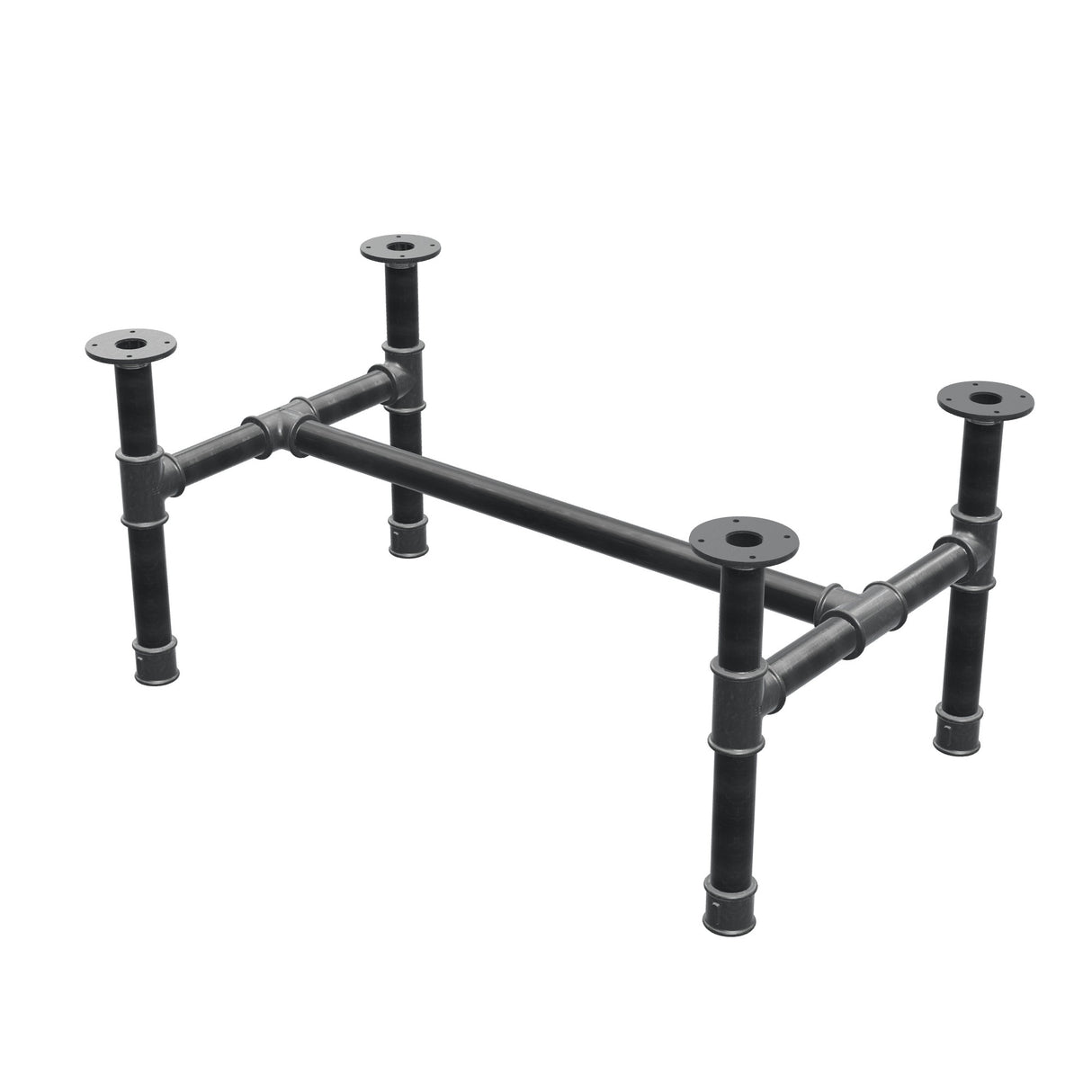Piètement de table basse, structure en H, fonte et acier Ø 42 mm, 96 × 57 cm, hauteur 44 cm