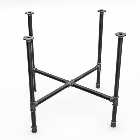 Piètement de table à manger en croix, fonte et acier vernis Ø 34 mm, vue d'ensemble de trois quarts