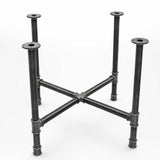 Piètement de table à manger en croix, fonte et acier vernis Ø 42 mm, vue d'ensemble de trois quarts