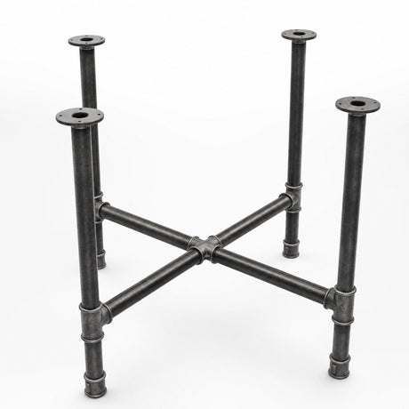 Piètement de table à manger en croix, fonte et acier vernis Ø 42 mm, vue d'ensemble de trois quarts