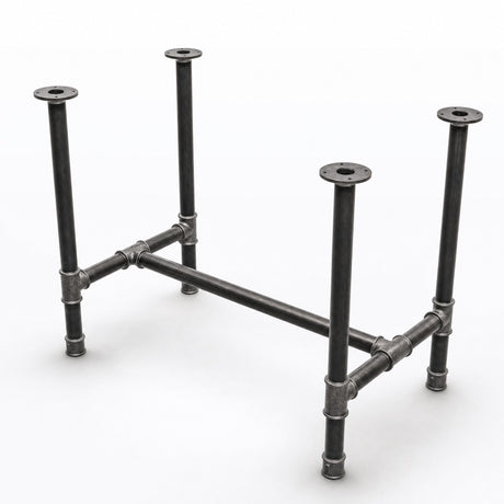 Piètement de table à manger en H, fonte et acier vernis Ø 42 mm, vue d'ensemble de trois quarts