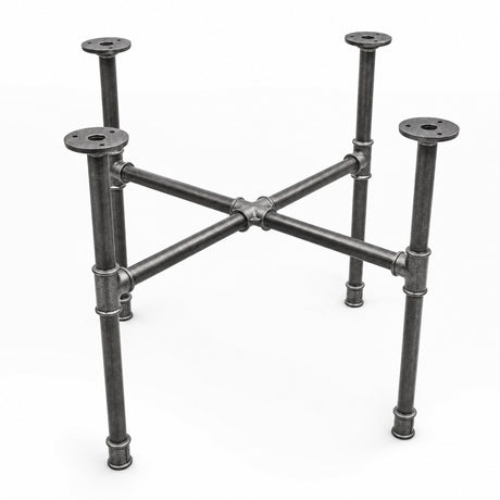 Piètement de table basse en croix, fonte et acier vernis Ø 27 mm, vue d'ensemble de trois quarts