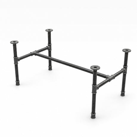 Piètement de table basse en H, fonte et acier vernis Ø 27 mm, vue d'ensemble de trois quarts