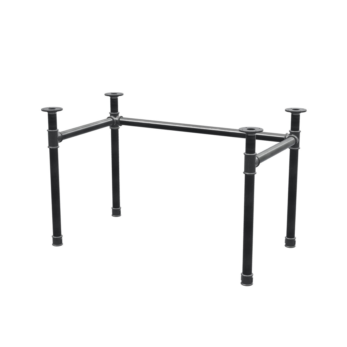 Piètement de bureau, châssis en U, fonte et acier Ø 42 mm, 116 × 66 cm, hauteur 70 cm