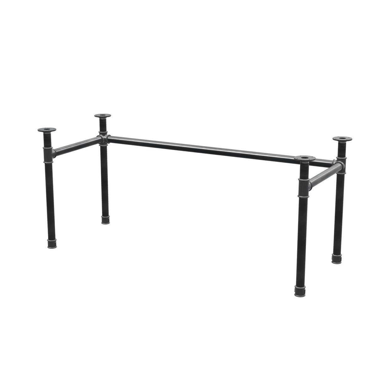 Piètement de bureau, châssis en U, fonte et acier Ø 42 mm, 166 × 66 cm, hauteur 70 cm
