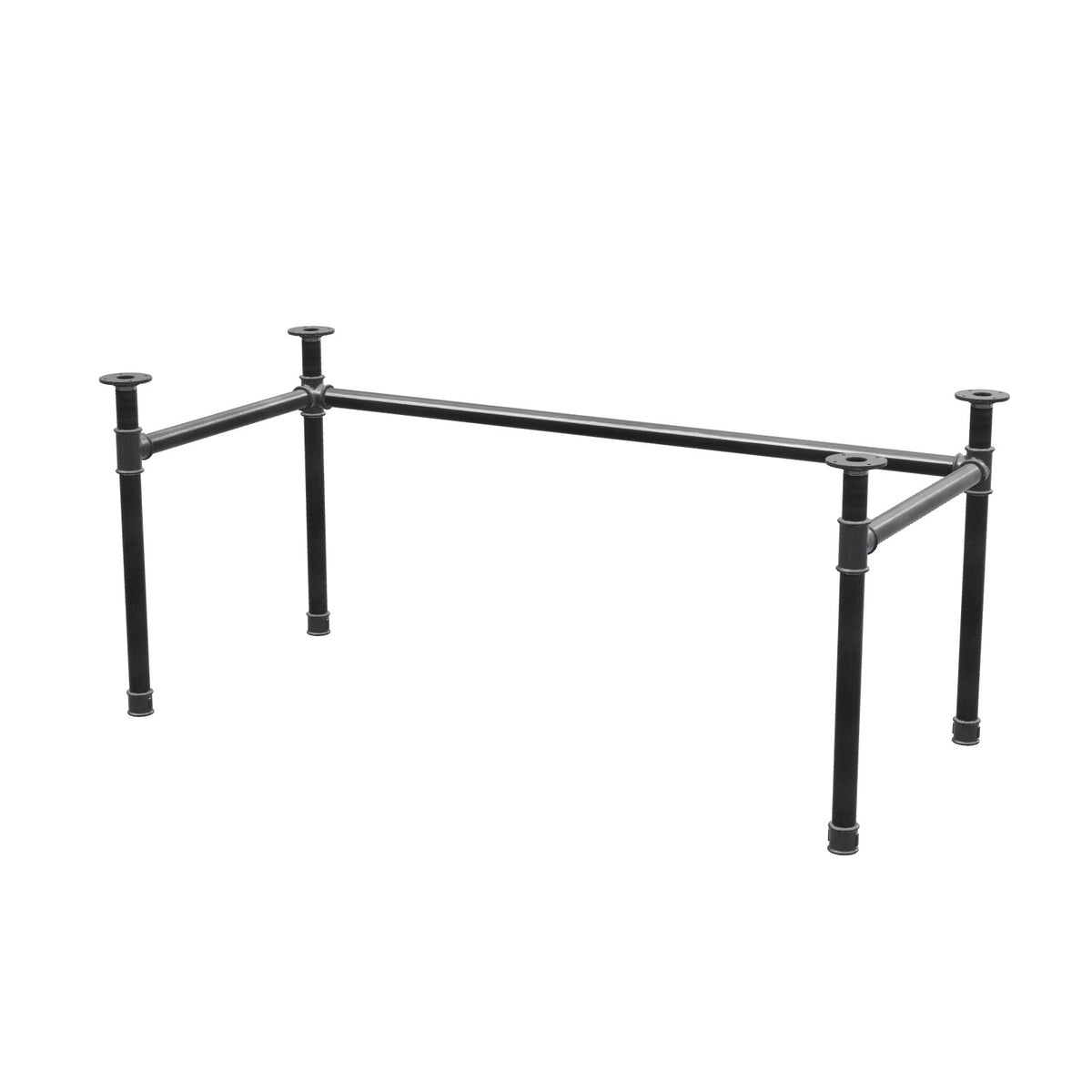 Piètement de bureau, châssis en U, fonte et acier Ø 42 mm, 166 × 76 cm, hauteur 70 cm