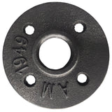 Bride 4 trous 3/4 pouce fonte noire — vue de dessus