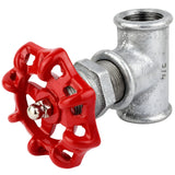 Raccord style vanne 3/4'' avec volant rouge 72 mm, écrou inox, raccord en fonte galvanisée