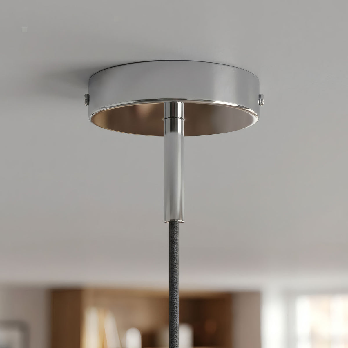 Rosace cylindrique en métal avec serre-câble de 7 cm — Chromé
