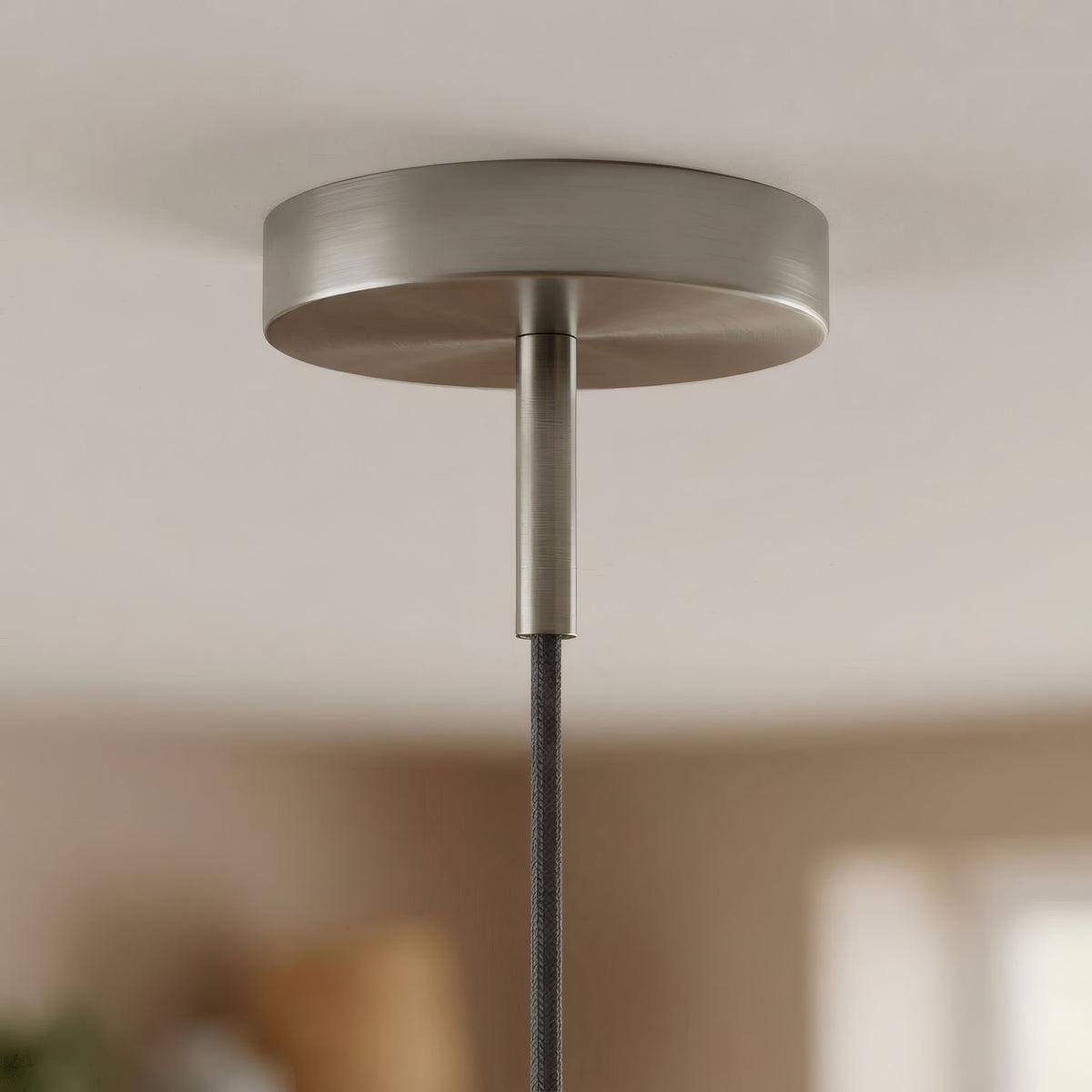 Rosace cylindrique en métal avec serre-câble de 7 cm — Titane satiné