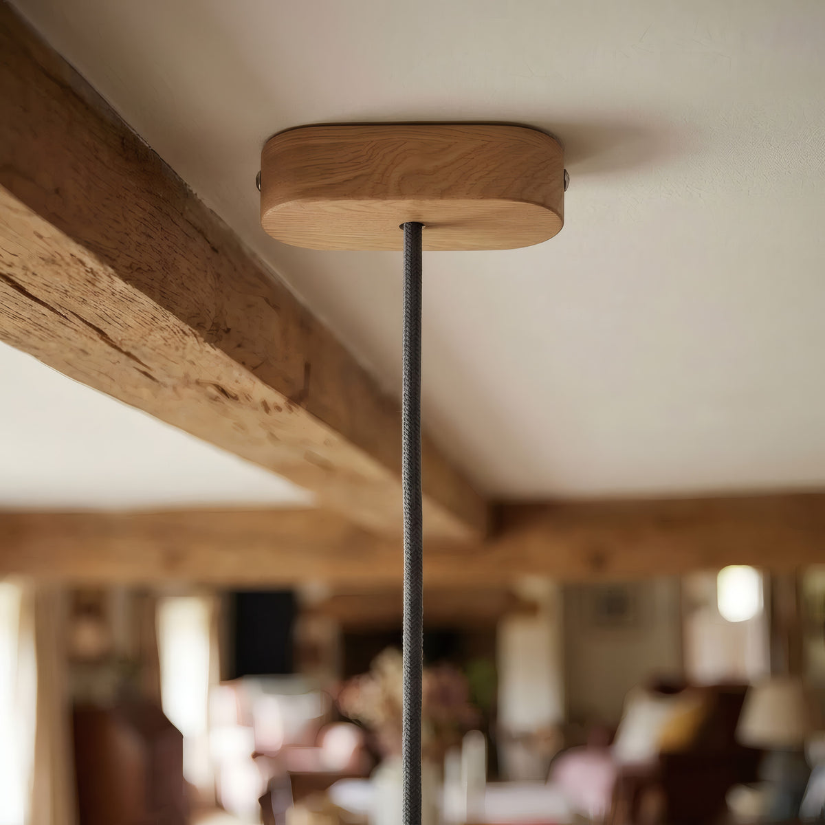 Rosace ovale en bois, 120 × 51 mm — Neutre