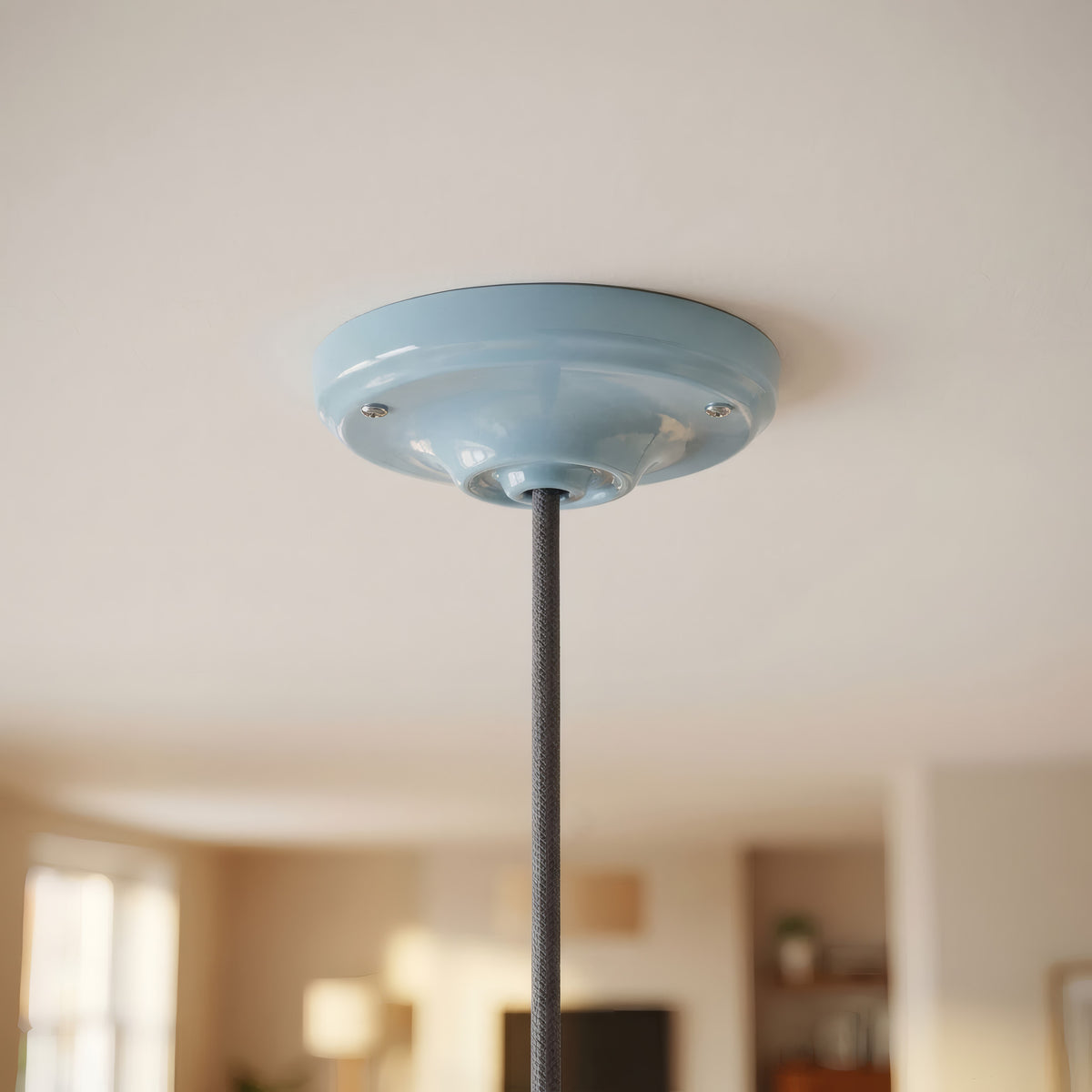 Rosace en porcelaine avec kit de fixation, Ø 105 mm — Azur