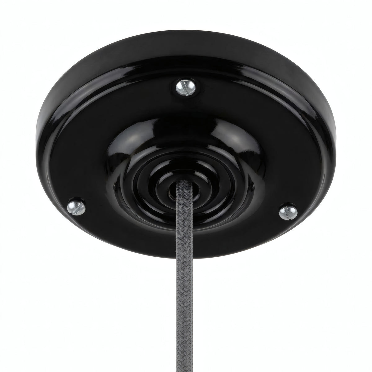 Rosace en porcelaine avec kit de fixation, Ø 105 mm — Noir