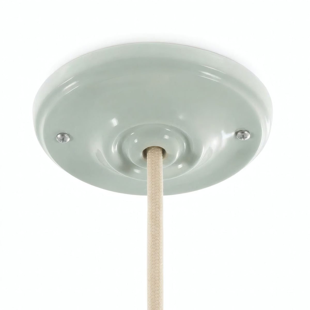 Rosace en porcelaine avec kit de fixation, Ø 105 mm — Vert sauge