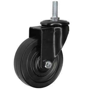 Roulette industrielle noire pivotante sur Raccord -  caoutchouc - 100mm