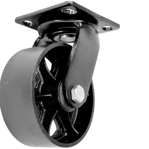 roulette en métal noir 125mm pivotant avec platine de fixation