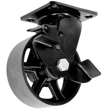 Roulette de meuble en métal noir 128mm de diamètre avec frein