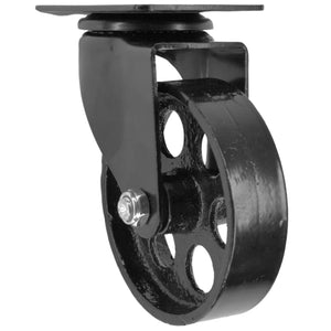 Roulette en métal noir pour meuble avec platine de fixation