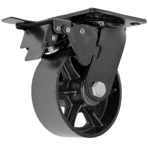 Roulette en métal avec frein de diamètre 125mm noire