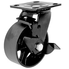 roulette 12.5cm en métal noir avec frein latéral pour meuble