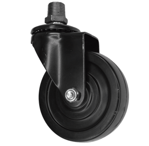 Roulette industrielle noire pivotante sur Raccord -  caoutchouc - 100mm