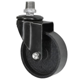 Roulette industrielle noire pivotante à roue en fonte de 100 mm, 1/2'' (15x21mm) mâle, raccord en fonte galvanisée