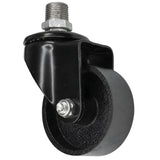 Roulette industrielle noire pivotante à roue en fonte de 75 mm, filetage mâle, raccord en fonte galvanisée
